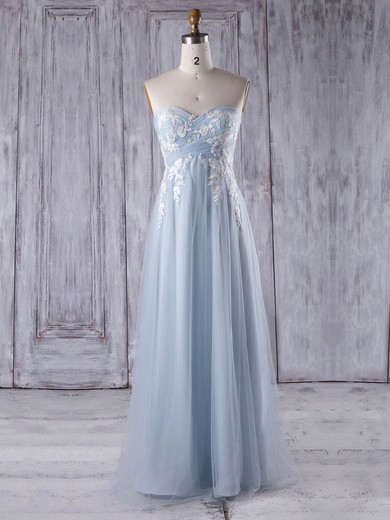Empire Sweetheart Floor-length Tulle with Appliques Lace Bridesmaid Dresses #PDS01013358