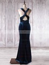 Trumpet/Mermaid V-neck Floor-length Velvet with Ruffles Bridesmaid Dresses #PDS01013363