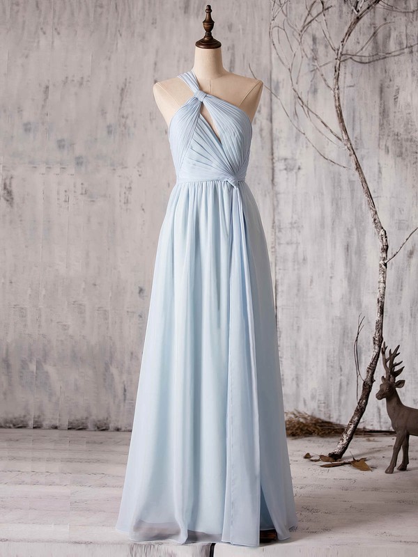 A-line One Shoulder Floor-length Chiffon with Ruffles Bridesmaid Dresses #PDS01013373