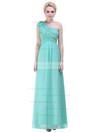 Empire One Shoulder Floor-length Chiffon with Flower(s) Bridesmaid Dresses #PDS01013374