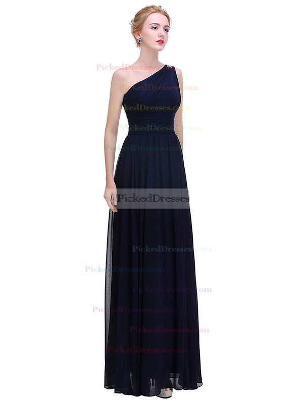 A-line One Shoulder Ankle-length Chiffon with Beading Bridesmaid Dresses #PDS01013375
