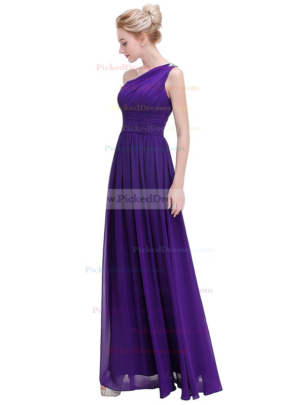 A-line One Shoulder Ankle-length Chiffon with Beading Bridesmaid Dresses #PDS01013375