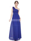 Empire One Shoulder Ankle-length Chiffon with Flower(s) Bridesmaid Dresses #PDS01013377