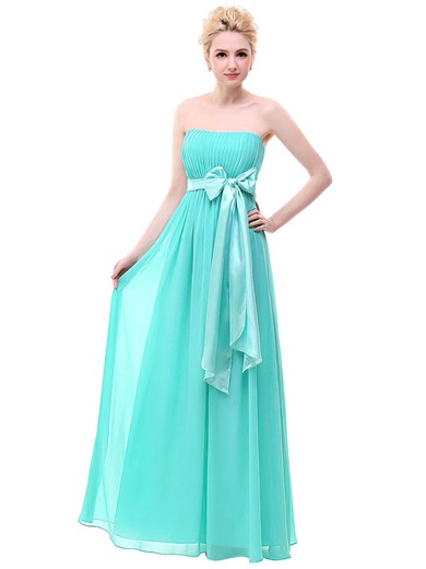 Empire Strapless Floor-length Chiffon with Sashes / Ribbons Bridesmaid Dresses #PDS01013378