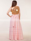 A-line Scoop Neck Floor-length Chiffon Sequined with Sashes / Ribbons Bridesmaid Dresses #PDS01013386
