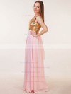 A-line Scoop Neck Floor-length Chiffon Sequined with Sashes / Ribbons Bridesmaid Dresses #PDS01013386