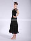 Chiffon A-line V-neck Tea-length Beading Bridesmaid Dresses #PDS02042146