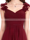 A-line V-neck Floor-length Chiffon with Flower(s) Bridesmaid Dresses #PDS01013393