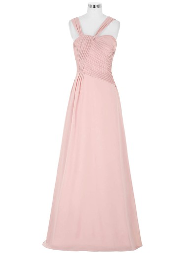 A-line Sweetheart Floor-length Chiffon with Pleats Bridesmaid Dresses #PDS01013395