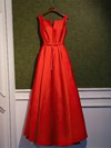 A-line Scoop Neck Ankle-length Satin with Sashes / Ribbons Bridesmaid Dresses #PDS01013400