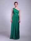 Satin A-line One Shoulder Floor-length Draping Bridesmaid Dresses #PDS02013609