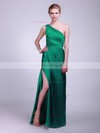 Satin A-line One Shoulder Floor-length Draping Bridesmaid Dresses #PDS02013609