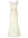 Trumpet/Mermaid Scoop Neck Floor-length Lace with Sashes / Ribbons Bridesmaid Dresses #PDS01013418