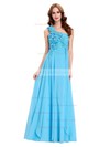 A-line One Shoulder Floor-length Chiffon with Crystal Detailing Bridesmaid Dresses #PDS01013431
