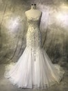 Trumpet/Mermaid Sweetheart Court Train Tulle with Pearl Detailing Wedding Dresses #PDS00022922