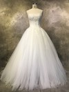 Ball Gown Strapless Court Train Tulle with Appliques Lace Wedding Dresses #PDS00022925