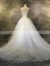Ball Gown Strapless Court Train Tulle with Appliques Lace Wedding Dresses #PDS00022925