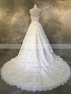 A-line Sweetheart Court Train Tulle with Appliques Lace Wedding Dresses #PDS00022927