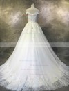 Ball Gown Off-the-shoulder Court Train Tulle with Beadings Wedding Dresses #PDS00022929