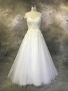 Ball Gown Scoop Neck Court Train Tulle with Appliques Lace Wedding Dresses #PDS00022930