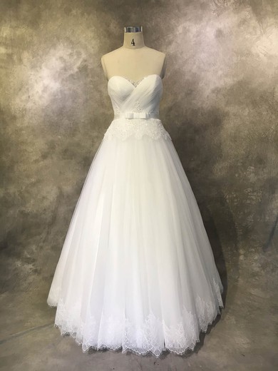 Ball Gown Sweetheart Floor-length Tulle with Sashes / Ribbons Wedding Dresses #PDS00022934