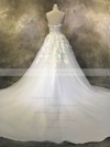 Ball Gown Strapless Chapel Train Tulle with Appliques Lace Wedding Dresses #PDS00022937