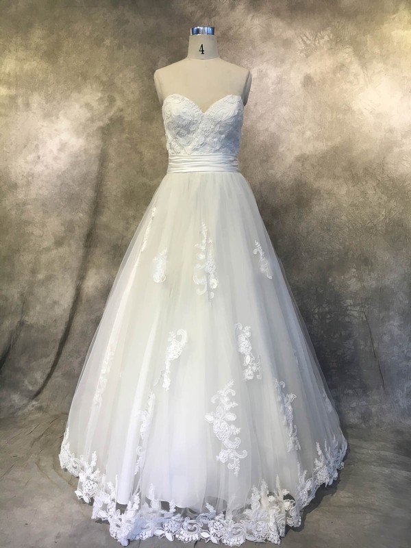 Princess Sweetheart Court Train Tulle with Sashes / Ribbons Wedding Dresses #PDS00022938