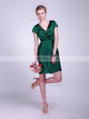 Taffeta Sheath/Column V-neck Short/Mini Ruched Bridesmaid Dresses #PDS02042130