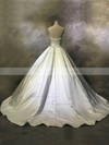 Ball Gown Strapless Court Train Satin with Buttons Wedding Dresses #PDS00022944