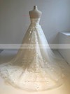 Ball Gown Sweetheart Court Train Organza with Sequins Wedding Dresses #PDS00022946