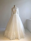 Ball Gown Scoop Neck Floor-length Tulle with Appliques Lace Wedding Dresses #PDS00022948