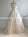 Ball Gown V-neck Floor-length Tulle with Beading Wedding Dresses #PDS00022955