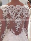 Ball Gown V-neck Sweep Train Satin Tulle with Appliques Lace Wedding Dresses #PDS00022958