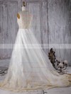Princess Scoop Neck Sweep Train Tulle with Appliques Lace Wedding Dresses #PDS00022962