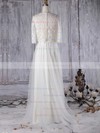 A-line Scoop Neck Sweep Train Lace Tulle with Pearl Detailing Wedding Dresses #PDS00022965