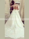 Ball Gown Scoop Neck Sweep Train Satin Tulle with Appliques Lace Wedding Dresses #PDS00022973