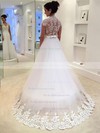 Princess V-neck Sweep Train Tulle with Sashes / Ribbons Wedding Dresses #PDS00022982