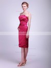 Satin Sheath/Column Strapless Knee-length Ruched Bridesmaid Dresses #PDS01012017