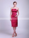 Satin Sheath/Column Strapless Knee-length Ruched Bridesmaid Dresses #PDS01012017