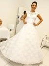 Princess Scoop Neck Floor-length Tulle with Sashes / Ribbons Wedding Dresses #PDS00022990
