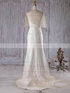 Trumpet/Mermaid Scoop Neck Sweep Train Satin Tulle with Appliques Lace Wedding Dresses #PDS00022997