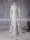A-line V-neck Sweep Train Tulle with Appliques Lace Wedding Dresses #PDS00022999