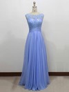 A-line Scoop Neck Floor-length Chiffon Tulle with Appliques Lace Bridesmaid Dresses #PDS01013434