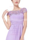 A-line Scoop Neck Floor-length Lace Chiffon with Pleats Bridesmaid Dresses #PDS01013436