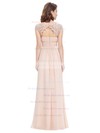 A-line Scoop Neck Floor-length Lace Chiffon with Pleats Bridesmaid Dresses #PDS01013437
