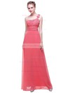 A-line One Shoulder Floor-length Chiffon with Flower(s) Bridesmaid Dresses #PDS01013443