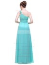 A-line One Shoulder Floor-length Chiffon with Flower(s) Bridesmaid Dresses #PDS01013444