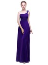 A-line One Shoulder Ankle-length Chiffon with Flower(s) Bridesmaid Dresses #PDS01013446