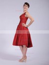 Taffeta A-line V-neck Tea-length Pleats Bridesmaid Dresses #PDS01012037