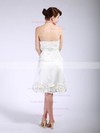 Satin A-line Strapless Tea-length Flower(s) Bridesmaid Dresses #PDS01012048